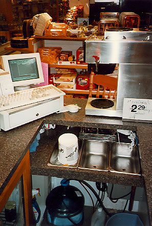 Sink and internal view of Mobile Coffee Bar